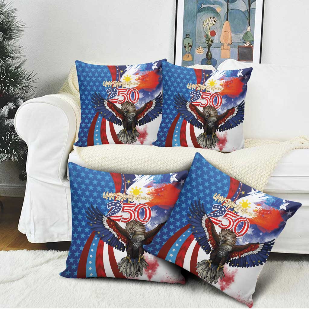 Philippines and United States Semiquincentennial Pillow Cover Eagle and National Flag Style