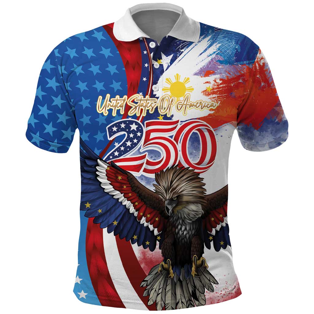 Philippines and United States Semiquincentennial Polo Shirt Eagle and National Flag Style LT03 Multicolor - Polynesian Pride