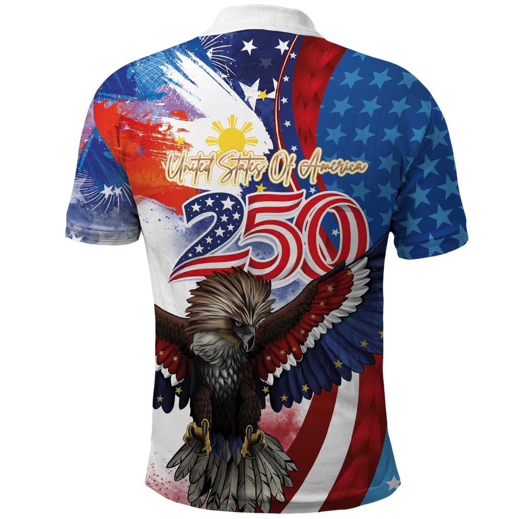 Philippines and United States Semiquincentennial Polo Shirt Eagle and National Flag Style LT03 - Polynesian Pride