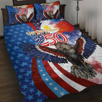 Philippines and United States Semiquincentennial Quilt Bed Set Eagle and National Flag Style