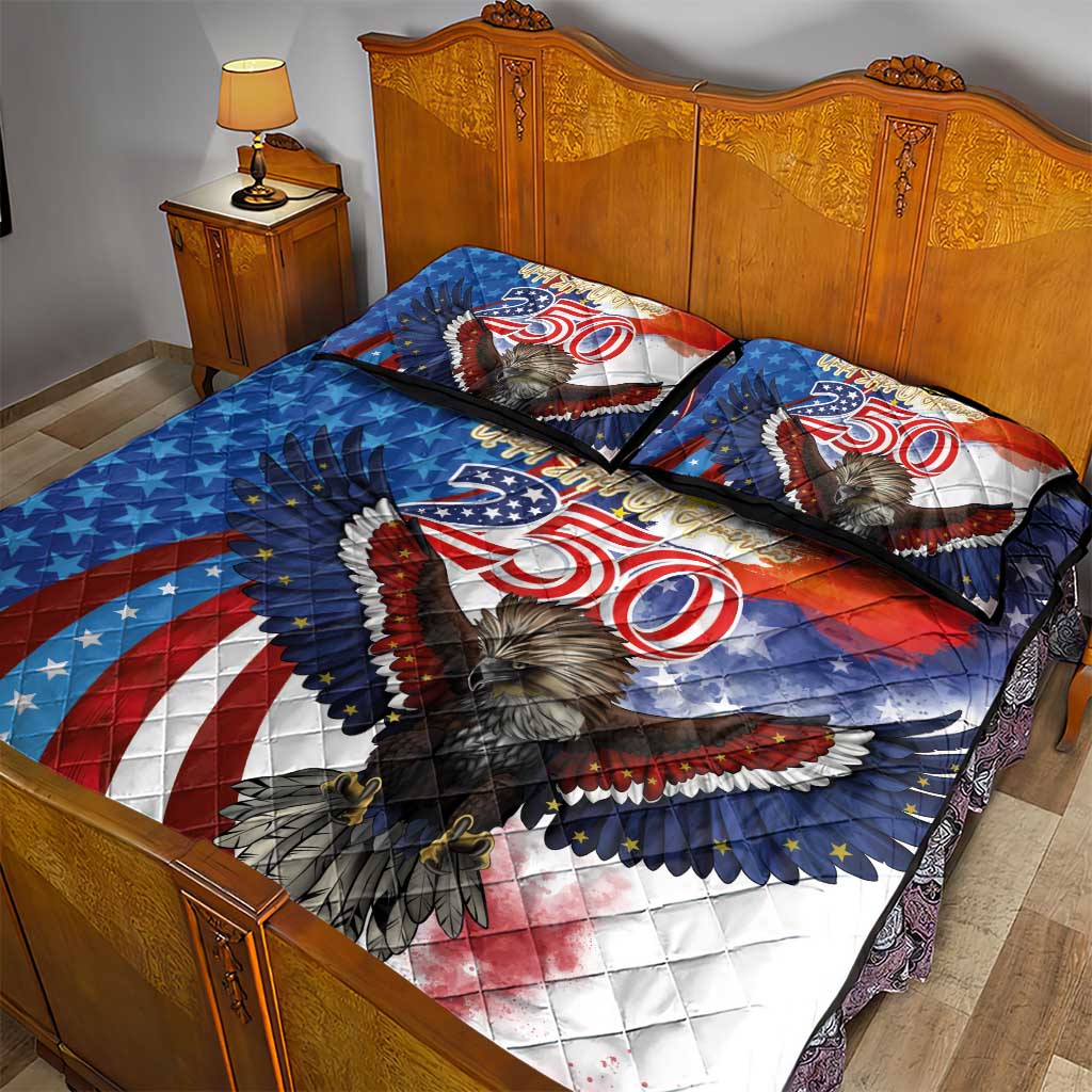 Philippines and United States Semiquincentennial Quilt Bed Set Eagle and National Flag Style
