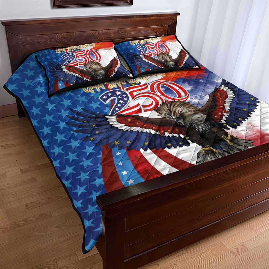 Philippines and United States Semiquincentennial Quilt Bed Set Eagle and National Flag Style