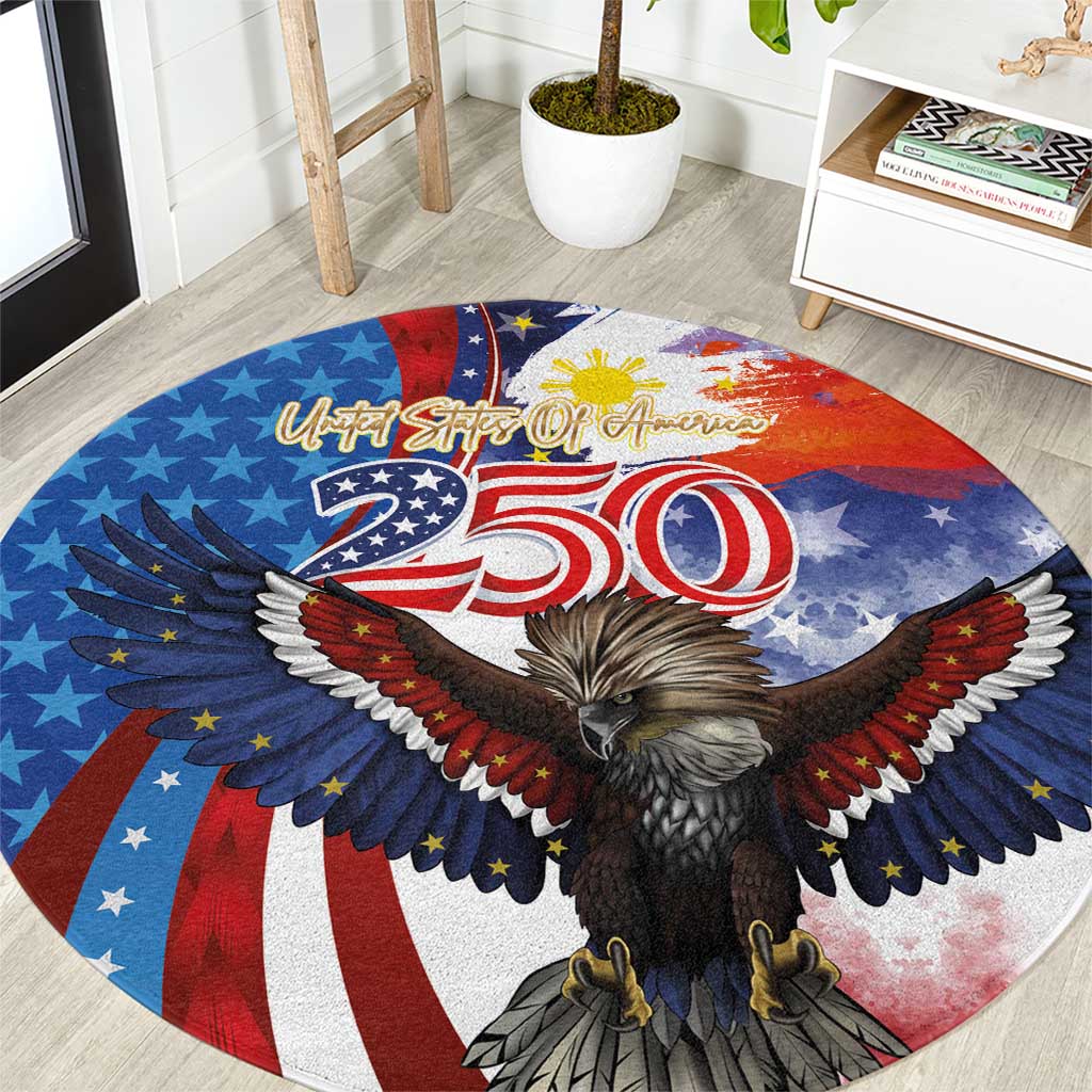 Philippines and United States Semiquincentennial Round Carpet Eagle and National Flag Style LT03 Multicolor - Polynesian Pride