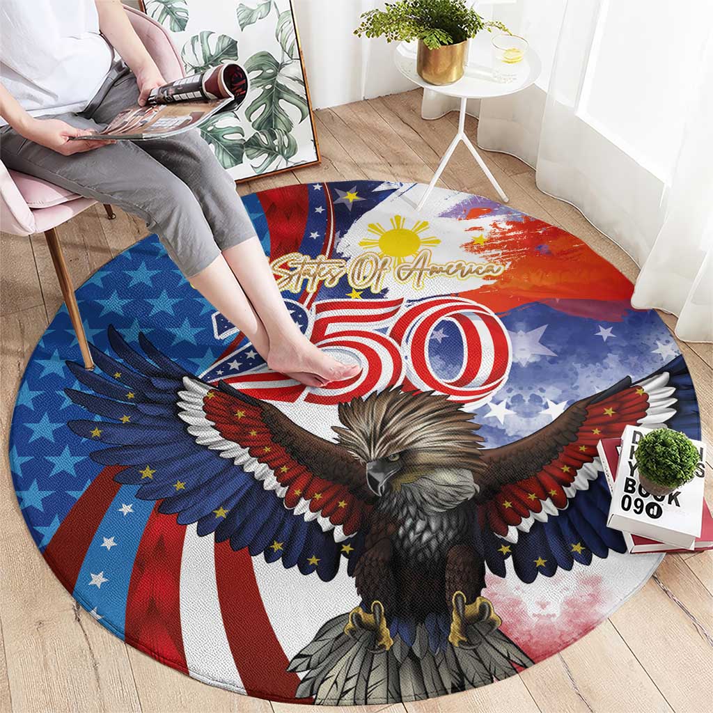 Philippines and United States Semiquincentennial Round Carpet Eagle and National Flag Style LT03 - Polynesian Pride