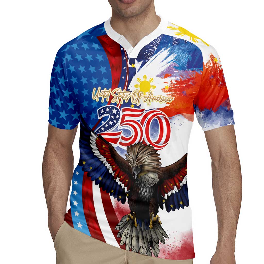 Philippines and United States Semiquincentennial Rugby Jersey Eagle and National Flag Style LT03 - Polynesian Pride