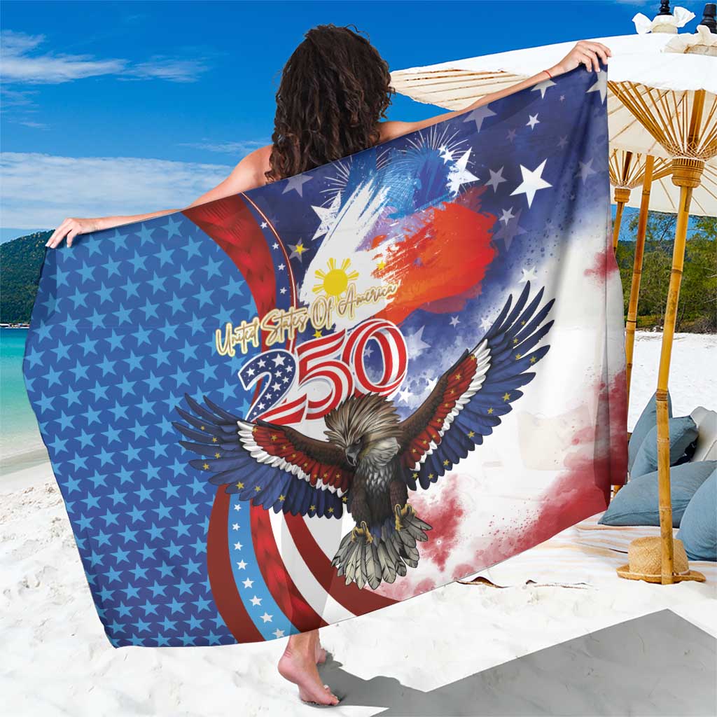 Philippines and United States Semiquincentennial Sarong Eagle and National Flag Style LT03 One Size 44 x 66 inches Multicolor - Polynesian Pride