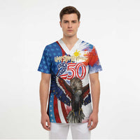 Philippines and United States Semiquincentennial Scrub Top Eagle and National Flag Style LT03 - Polynesian Pride