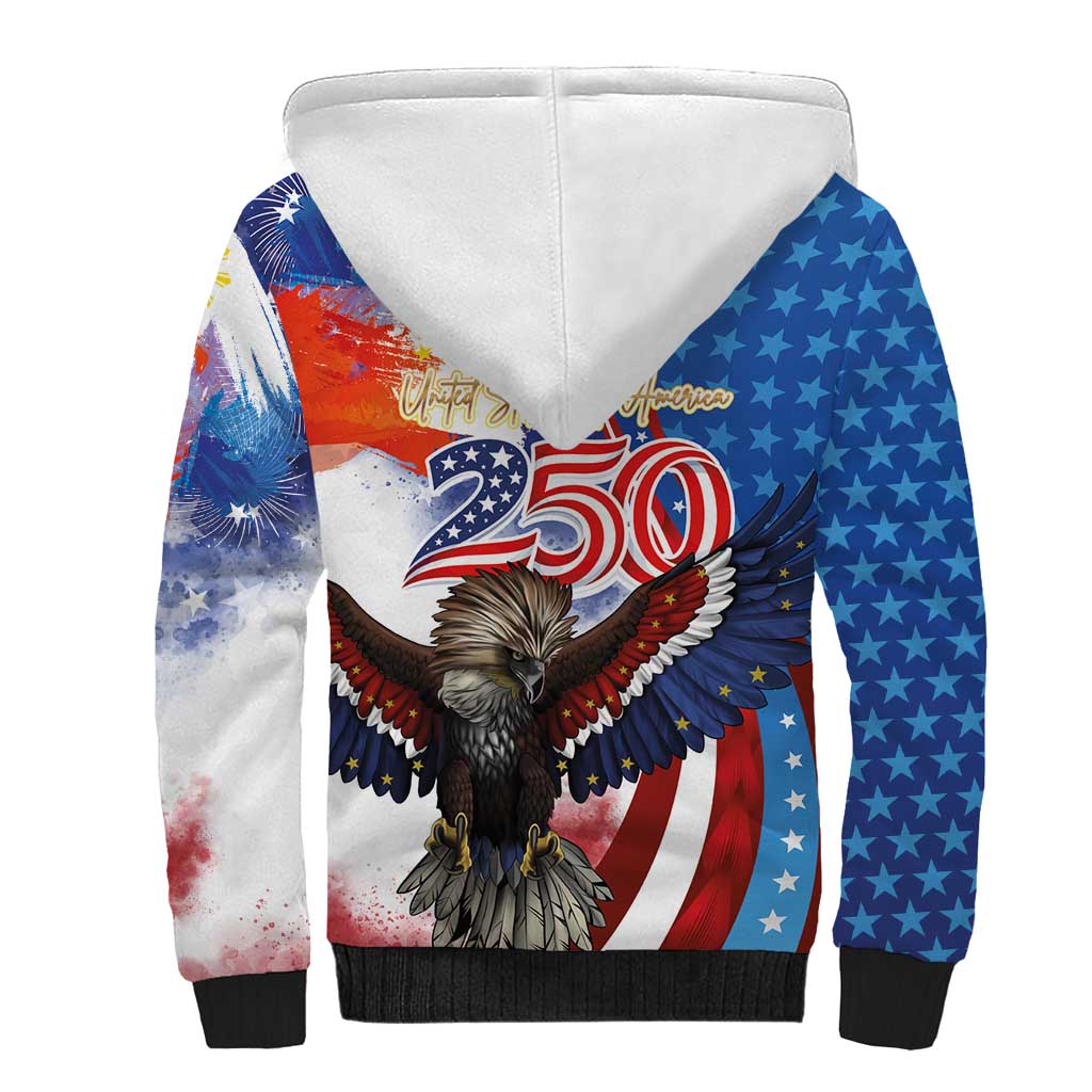 Philippines and United States Semiquincentennial Sherpa Hoodie Eagle and National Flag Style LT03 - Polynesian Pride