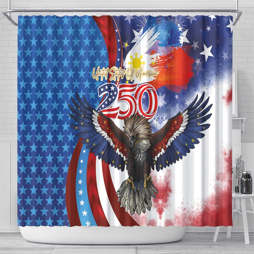 Philippines and United States Semiquincentennial Shower Curtain Eagle and National Flag Style LT03 - Polynesian Pride