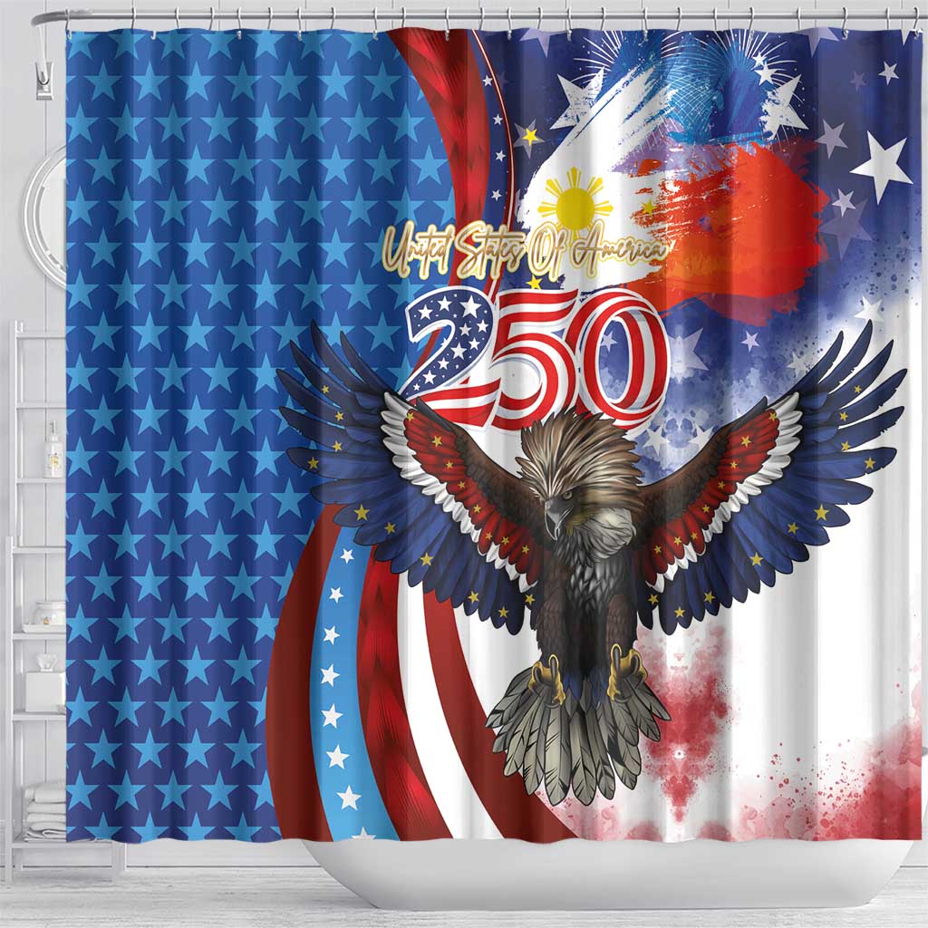 Philippines and United States Semiquincentennial Shower Curtain Eagle and National Flag Style LT03 - Polynesian Pride