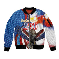 Philippines and United States Semiquincentennial Sleeve Zip Bomber Jacket Eagle and National Flag Style LT03 Unisex Multicolor - Polynesian Pride