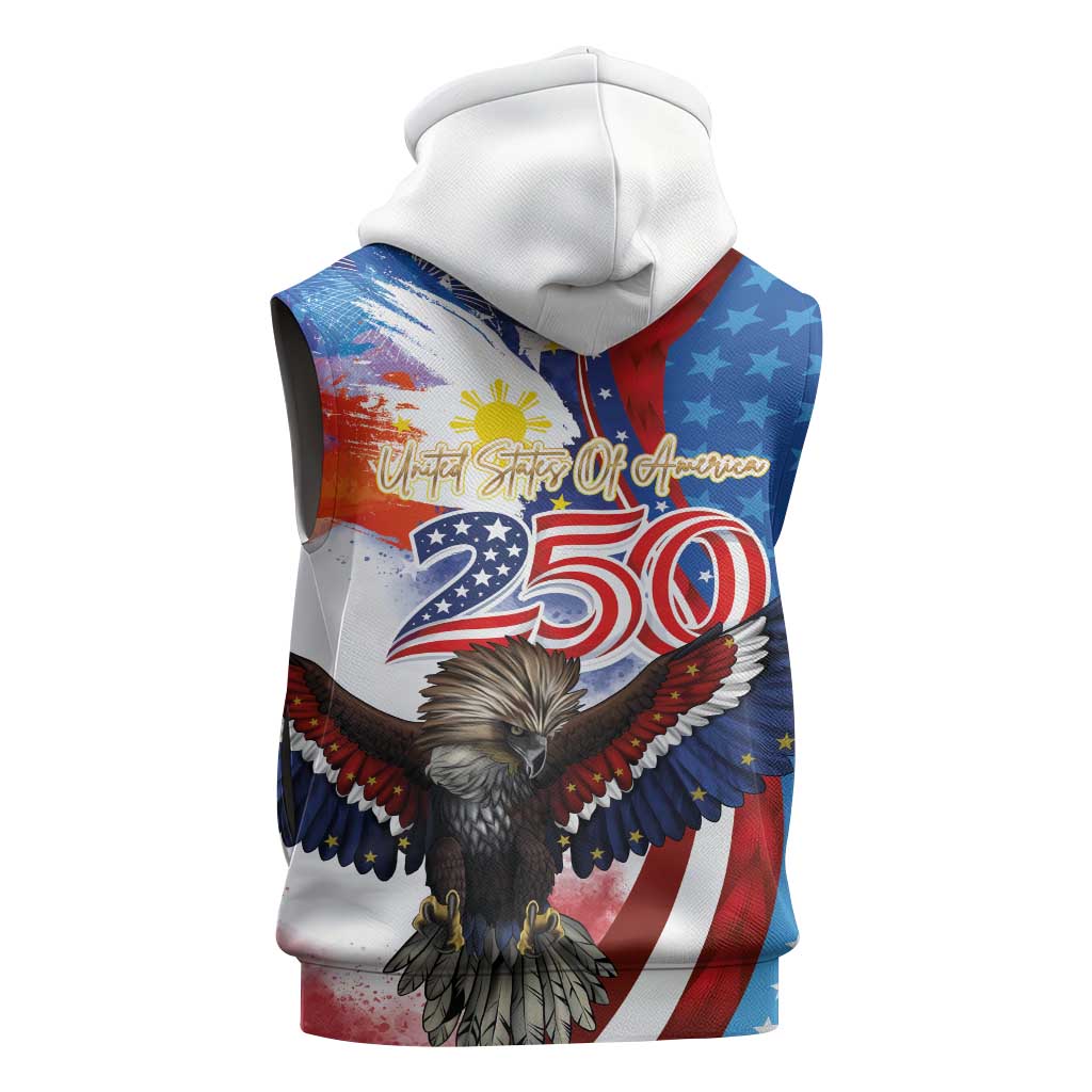 Philippines and United States Semiquincentennial Sleeveless Hoodie Eagle and National Flag Style LT03 - Polynesian Pride