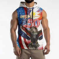 Philippines and United States Semiquincentennial Sleeveless Hoodie Eagle and National Flag Style LT03 - Polynesian Pride