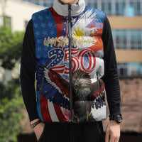 Philippines and United States Semiquincentennial Sleeveless Puffer Jacket Eagle and National Flag Style LT03 - Polynesian Pride