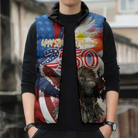 Philippines and United States Semiquincentennial Sleeveless Puffer Jacket Eagle and National Flag Style LT03 - Polynesian Pride