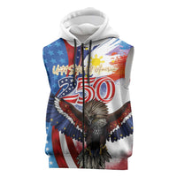 Philippines and United States Semiquincentennial Sleeveless Zip Hoodie Eagle and National Flag Style
