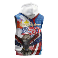 Philippines and United States Semiquincentennial Sleeveless Zip Hoodie Eagle and National Flag Style