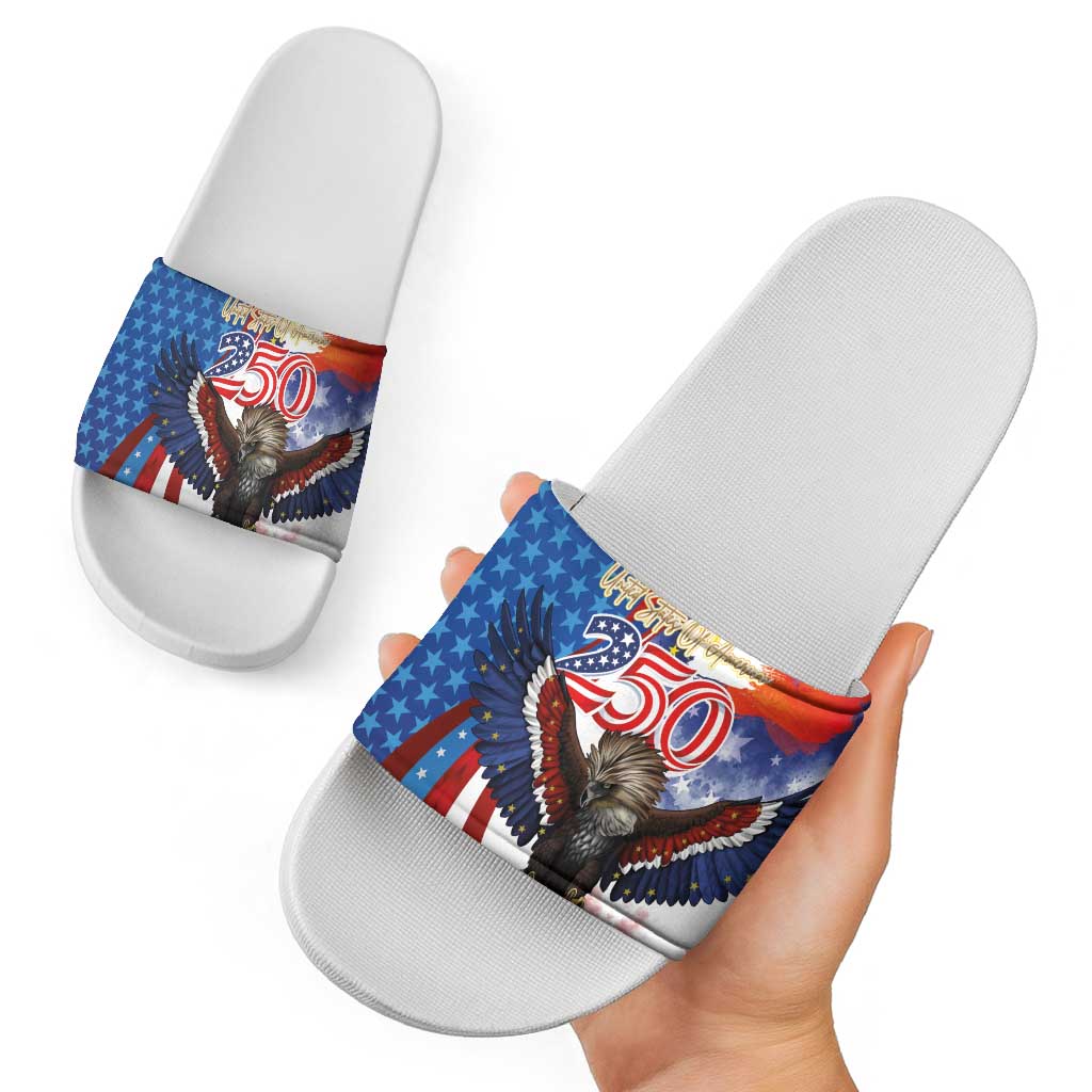 Philippines and United States Semiquincentennial Slide Sandals Eagle and National Flag Style