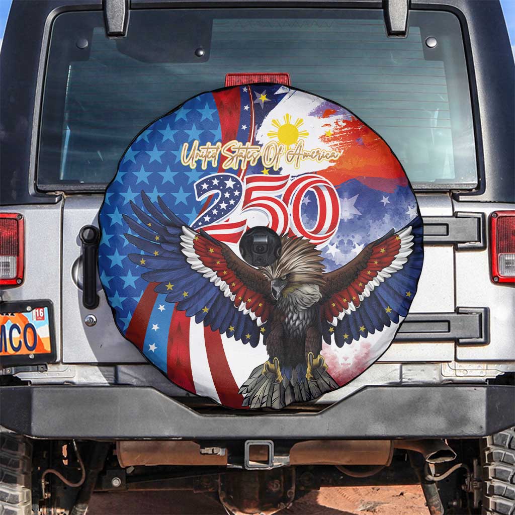 Philippines and United States Semiquincentennial Spare Tire Cover Eagle and National Flag Style LT03 Multicolor - Polynesian Pride