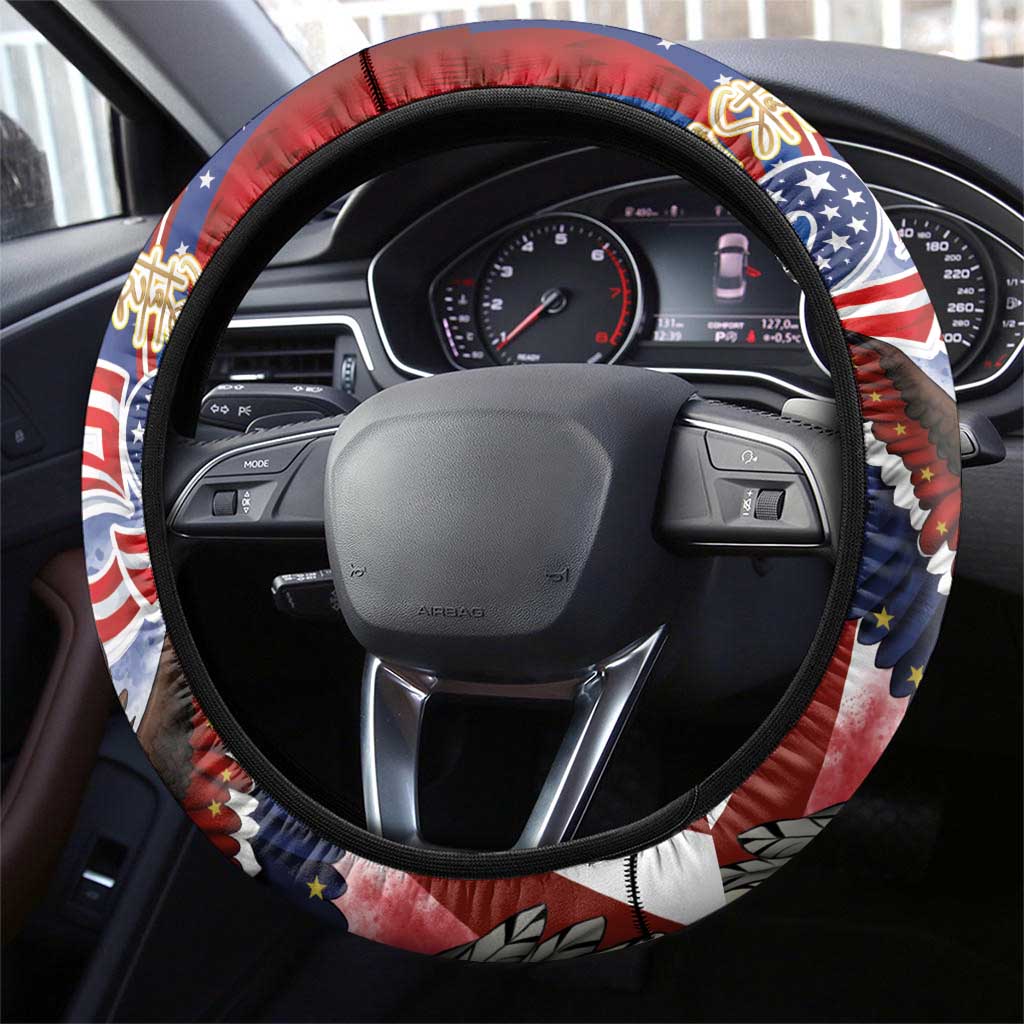 Philippines and United States Semiquincentennial Steering Wheel Cover Eagle and National Flag Style LT03 - Polynesian Pride