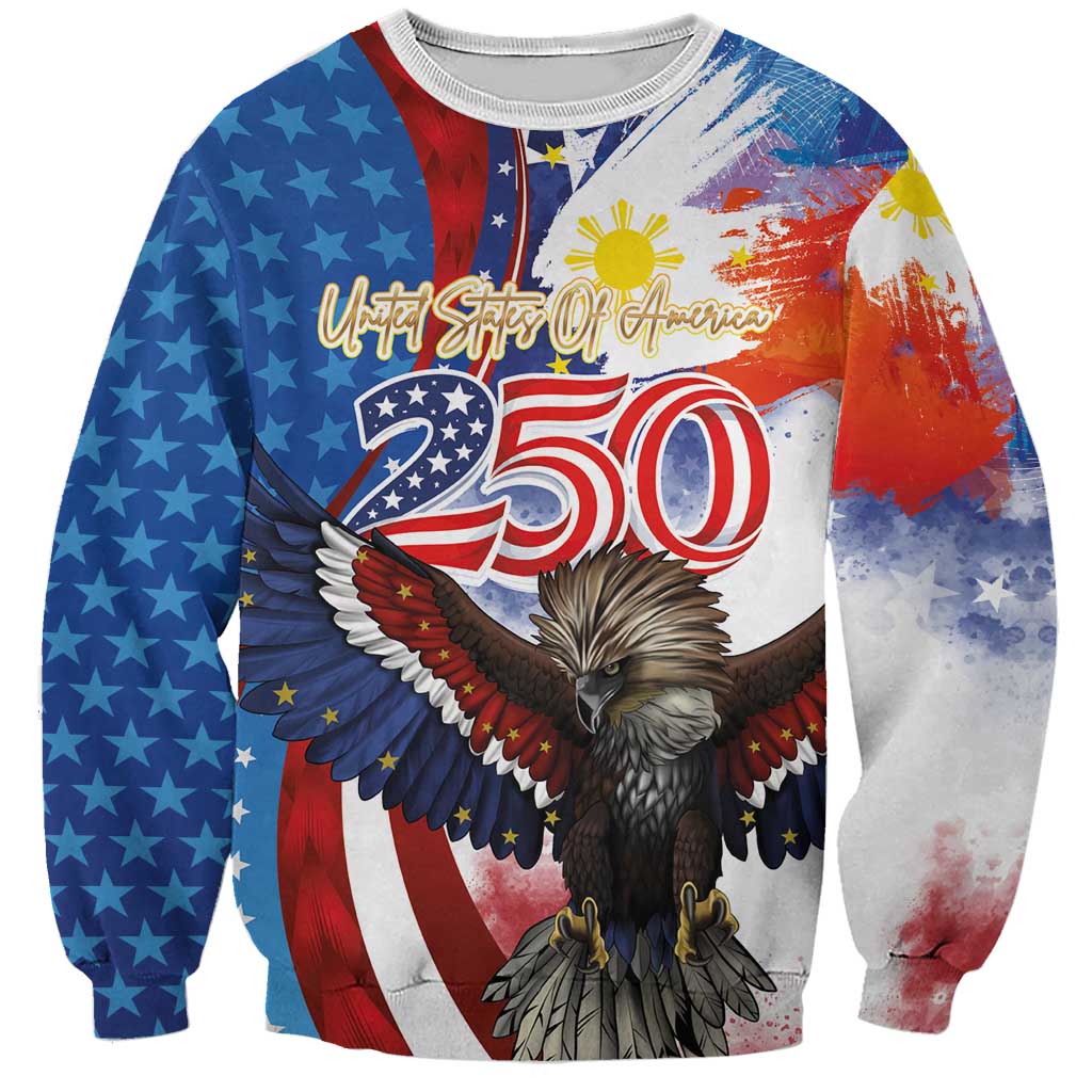 Philippines and United States Semiquincentennial Sweatshirt Eagle and National Flag Style LT03 Unisex Multicolor - Polynesian Pride