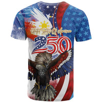 Philippines and United States Semiquincentennial T Shirt Eagle and National Flag Style LT03 - Polynesian Pride