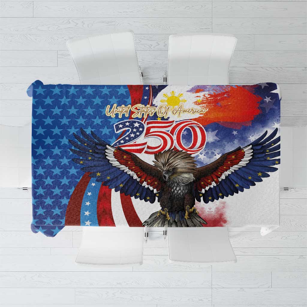 Philippines and United States Semiquincentennial Tablecloth Eagle and National Flag Style