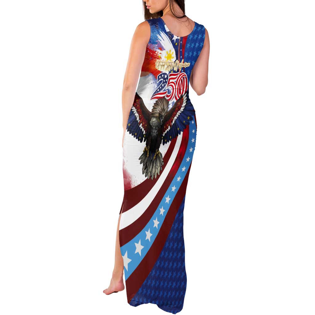 Philippines and United States Semiquincentennial Tank Maxi Dress Eagle and National Flag Style LT03 - Polynesian Pride