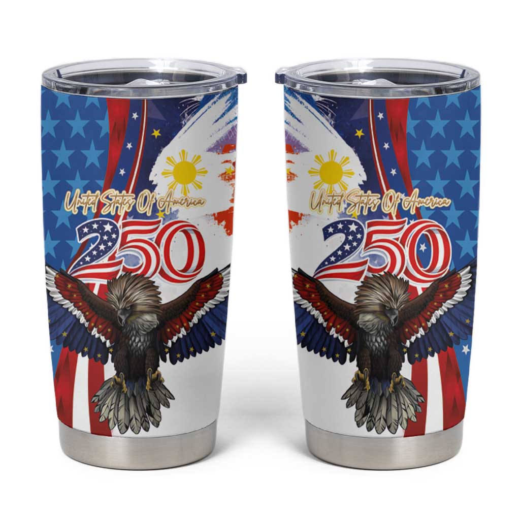 Philippines and United States Semiquincentennial Tumbler Cup Eagle and National Flag Style LT03 Multicolor - Polynesian Pride