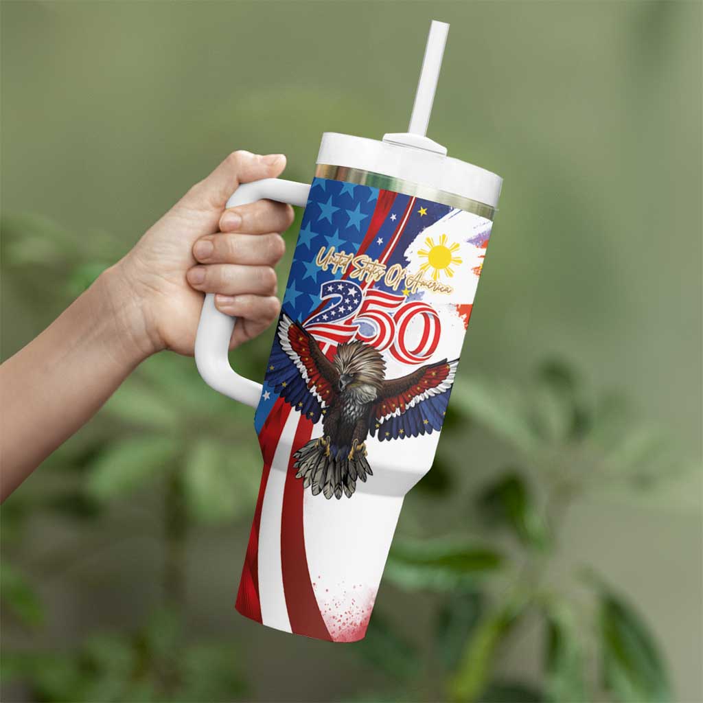 Philippines and United States Semiquincentennial Tumbler With Handle Eagle and National Flag Style LT03 - Polynesian Pride