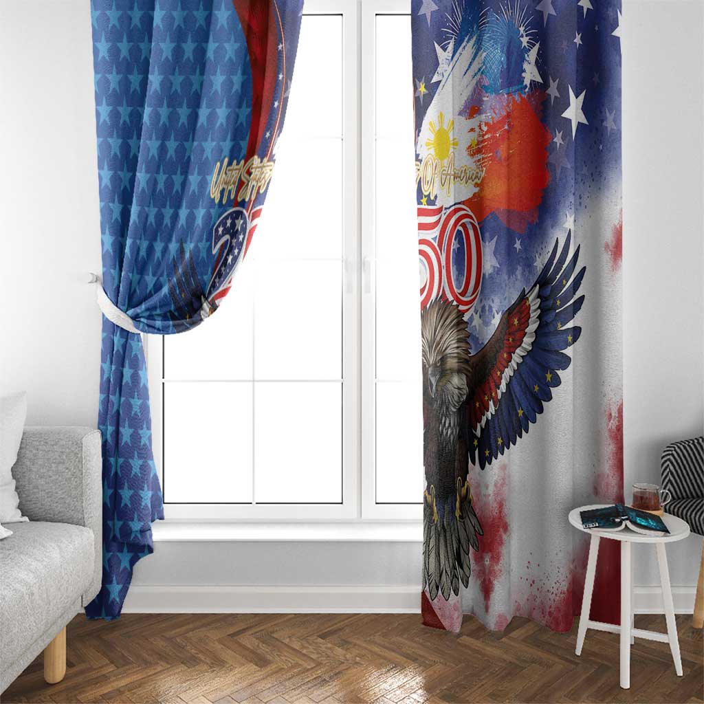 Philippines and United States Semiquincentennial Window Curtain Eagle and National Flag Style