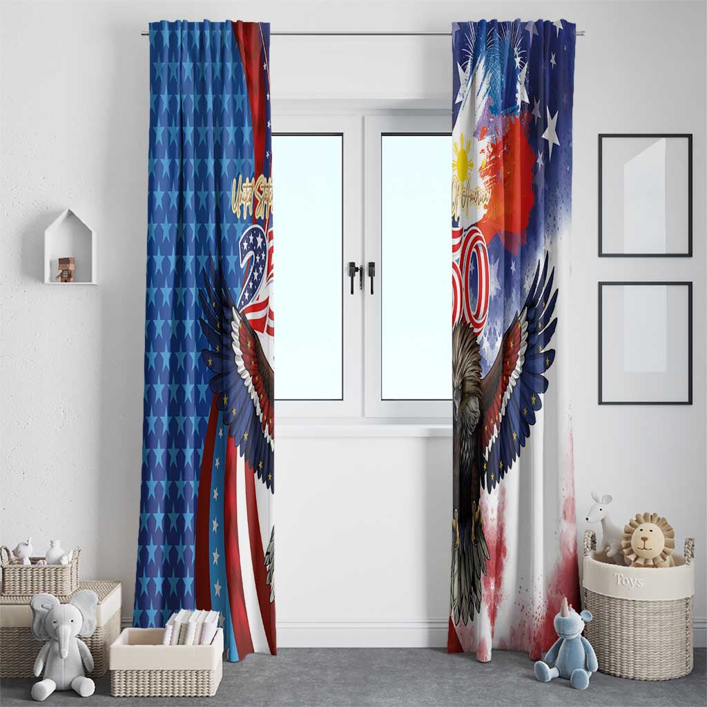 Philippines and United States Semiquincentennial Window Curtain Eagle and National Flag Style