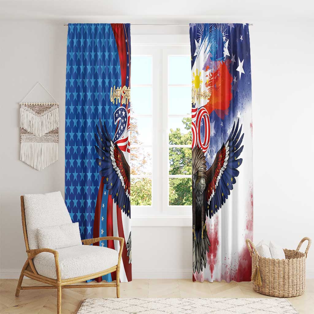 Philippines and United States Semiquincentennial Window Curtain Eagle and National Flag Style