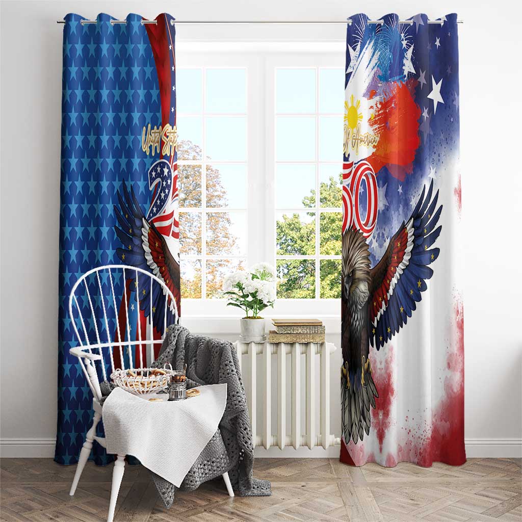 Philippines and United States Semiquincentennial Window Curtain Eagle and National Flag Style