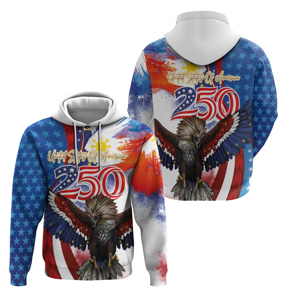 Philippines and United States Semiquincentennial Zip Hoodie Eagle and National Flag Style LT03 - Polynesian Pride
