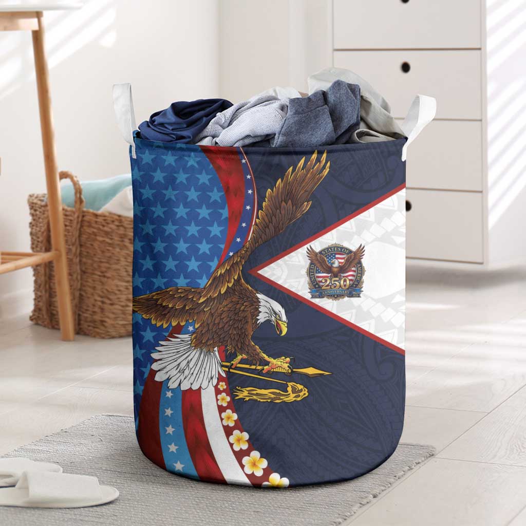 American Samoa and United States Semiquincentennial Laundry Basket Bald Eagle with National Flag Style LT03 Multicolor - Polynesian Pride