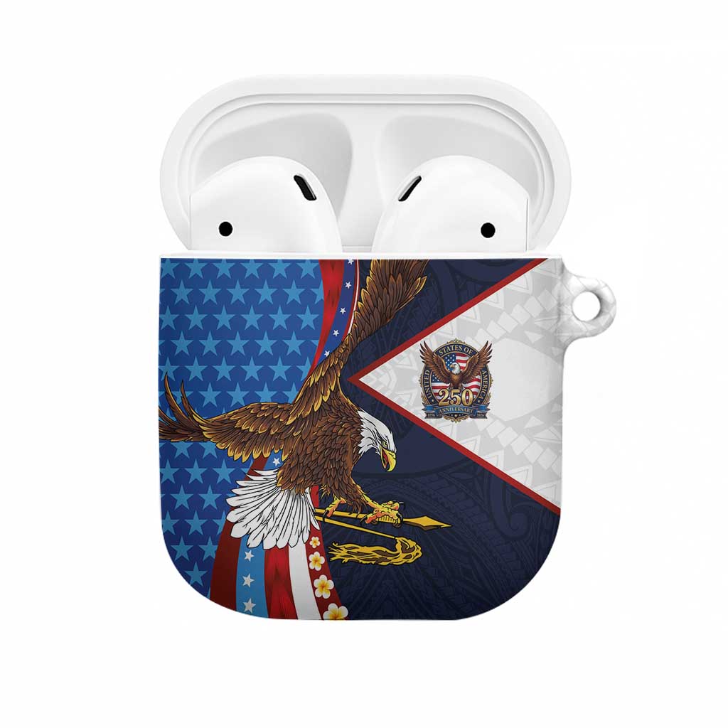 American Samoa and United States Semiquincentennial AirPods Case Bald Eagle with National Flag Style LT03 Multicolor - Polynesian Pride