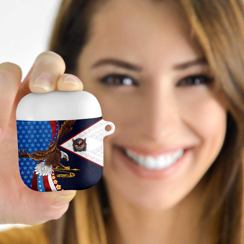 American Samoa and United States Semiquincentennial AirPods Case Bald Eagle with National Flag Style LT03 - Polynesian Pride