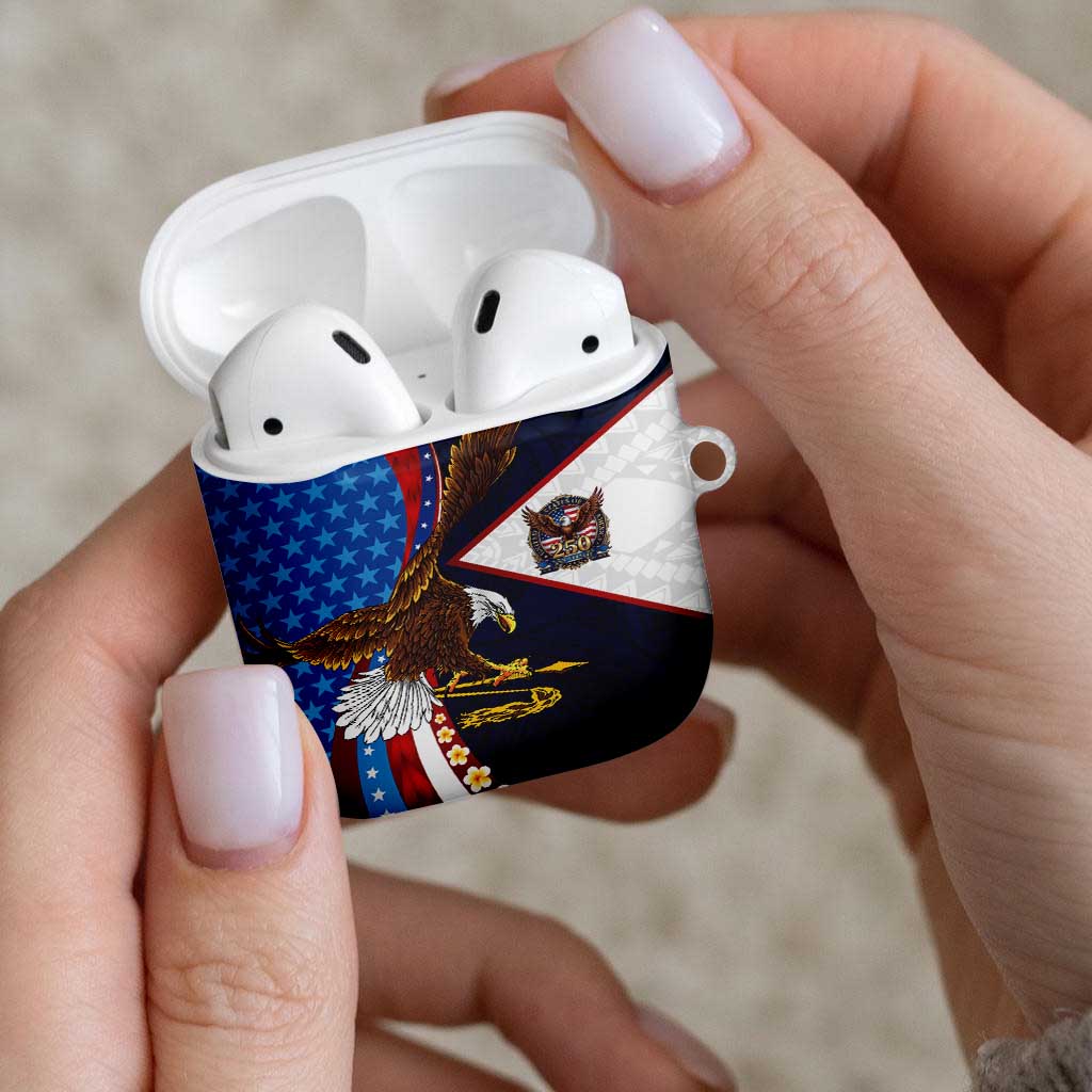 American Samoa and United States Semiquincentennial AirPods Case Bald Eagle with National Flag Style LT03 - Polynesian Pride
