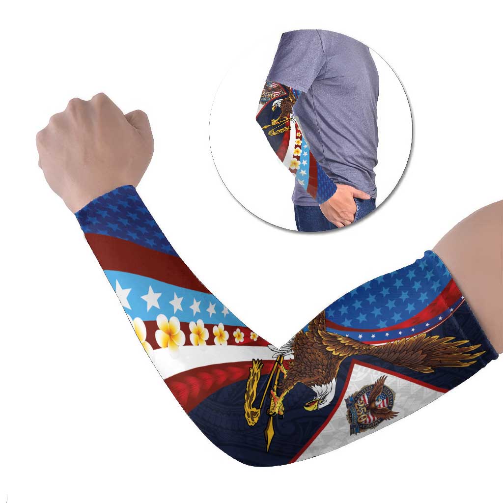 American Samoa and United States Semiquincentennial Arm Sleeves Bald Eagle with National Flag Style LT03 Set of 2 Multicolor - Polynesian Pride