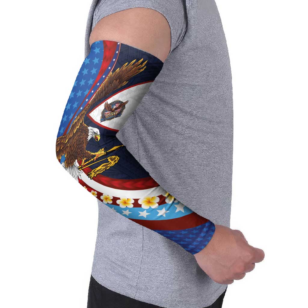 American Samoa and United States Semiquincentennial Arm Sleeves Bald Eagle with National Flag Style LT03 - Polynesian Pride