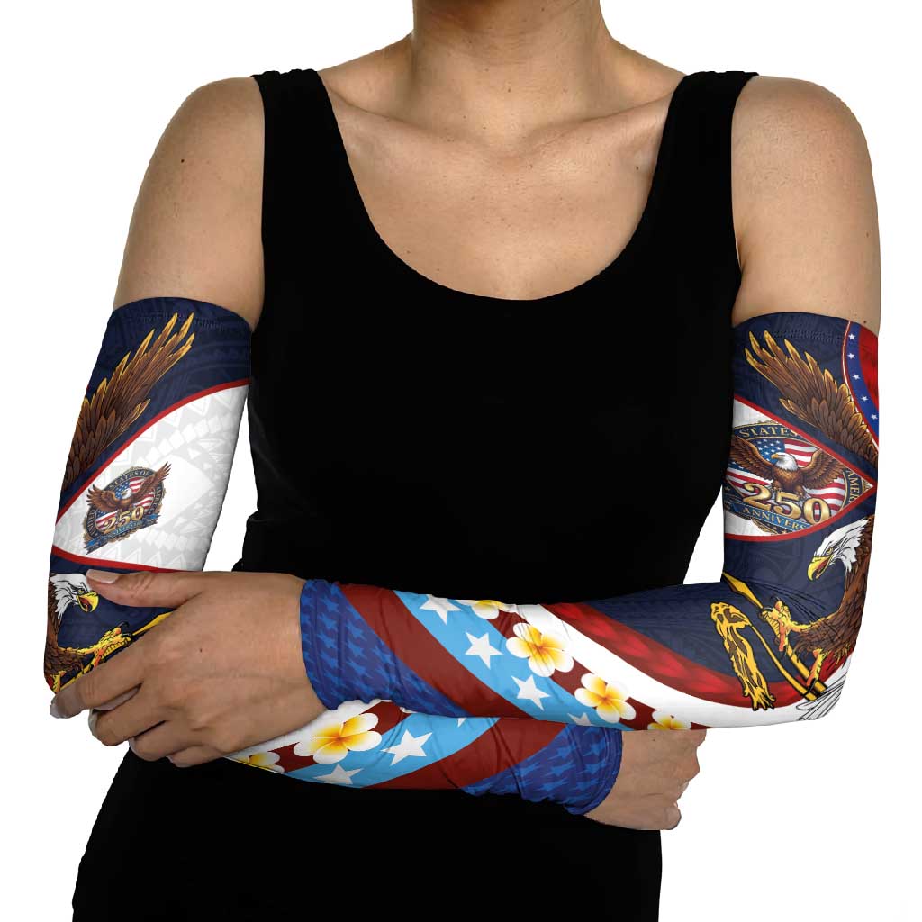 American Samoa and United States Semiquincentennial Arm Sleeves Bald Eagle with National Flag Style LT03 - Polynesian Pride