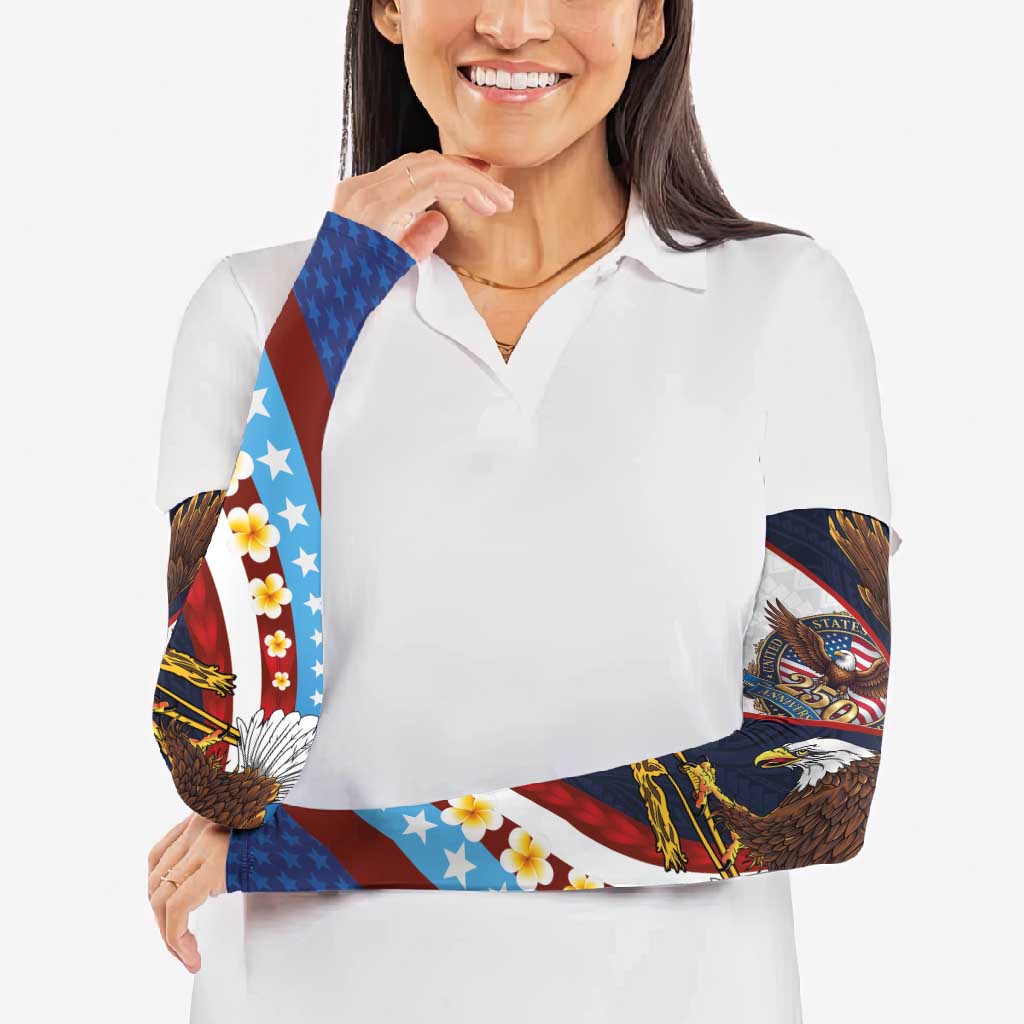 American Samoa and United States Semiquincentennial Arm Sleeves Bald Eagle with National Flag Style LT03 - Polynesian Pride