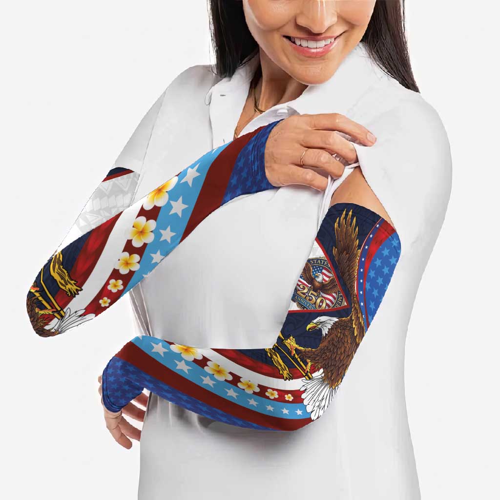 American Samoa and United States Semiquincentennial Arm Sleeves Bald Eagle with National Flag Style LT03 - Polynesian Pride