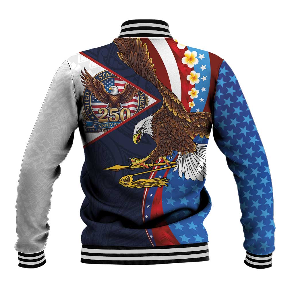 American Samoa and United States Semiquincentennial Baseball Jacket Bald Eagle with National Flag Style LT03 - Polynesian Pride