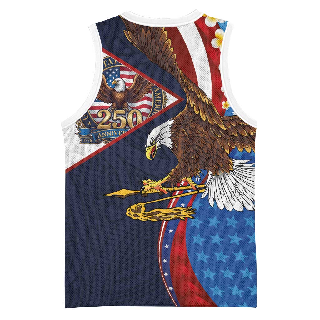 American Samoa and United States Semiquincentennial Basketball Jersey Bald Eagle with National Flag Style LT03 - Polynesian Pride