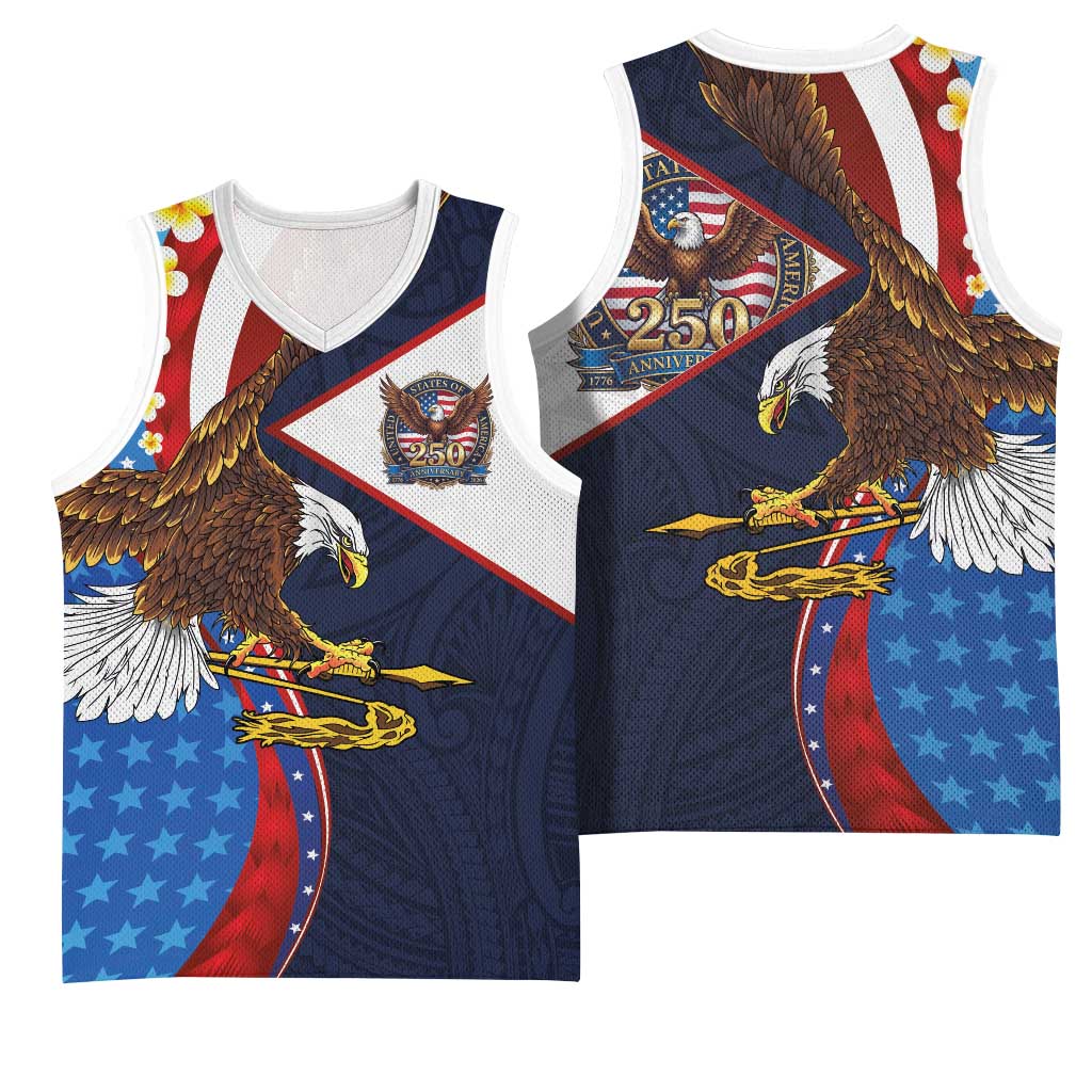 American Samoa and United States Semiquincentennial Basketball Jersey Bald Eagle with National Flag Style LT03 - Polynesian Pride
