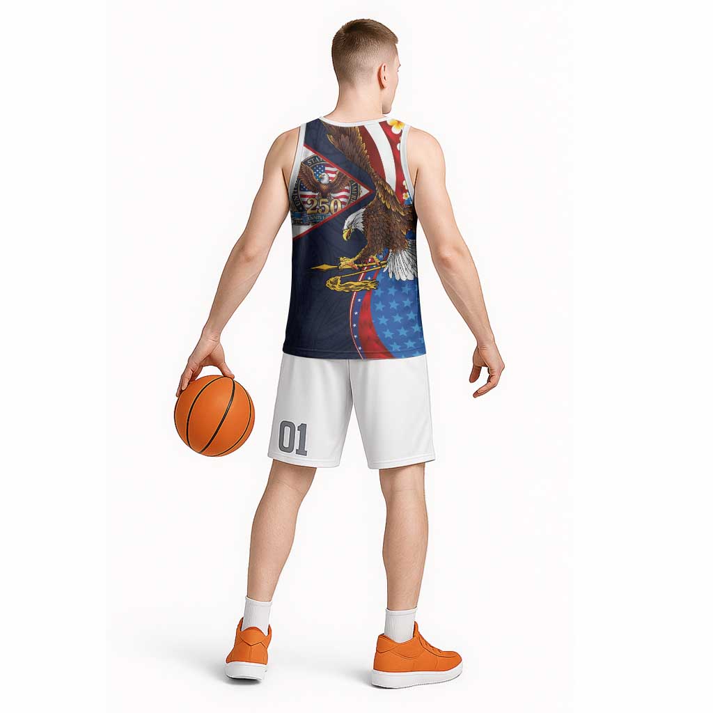 American Samoa and United States Semiquincentennial Basketball Jersey Bald Eagle with National Flag Style LT03 - Polynesian Pride