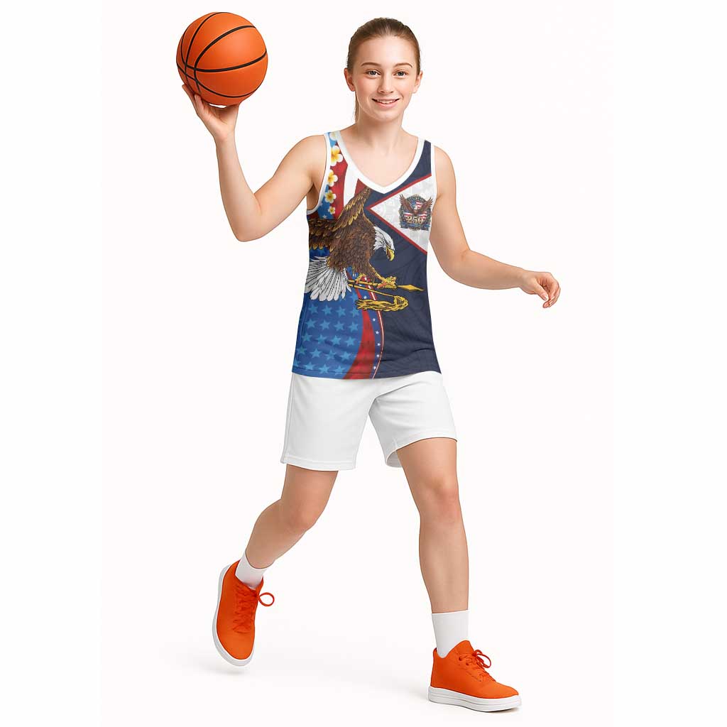 American Samoa and United States Semiquincentennial Basketball Jersey Bald Eagle with National Flag Style LT03 - Polynesian Pride