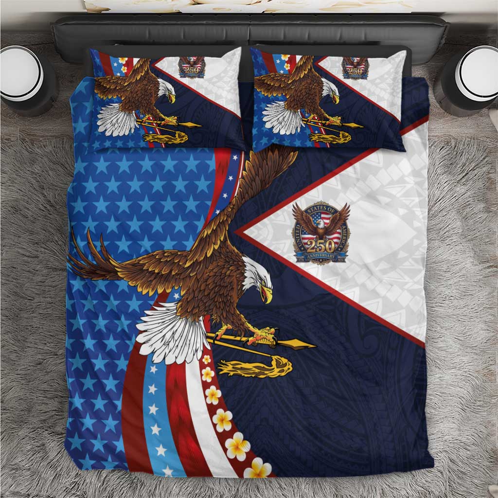 American Samoa and United States Semiquincentennial Bedding Set Bald Eagle with National Flag Style LT03 Multicolor - Polynesian Pride